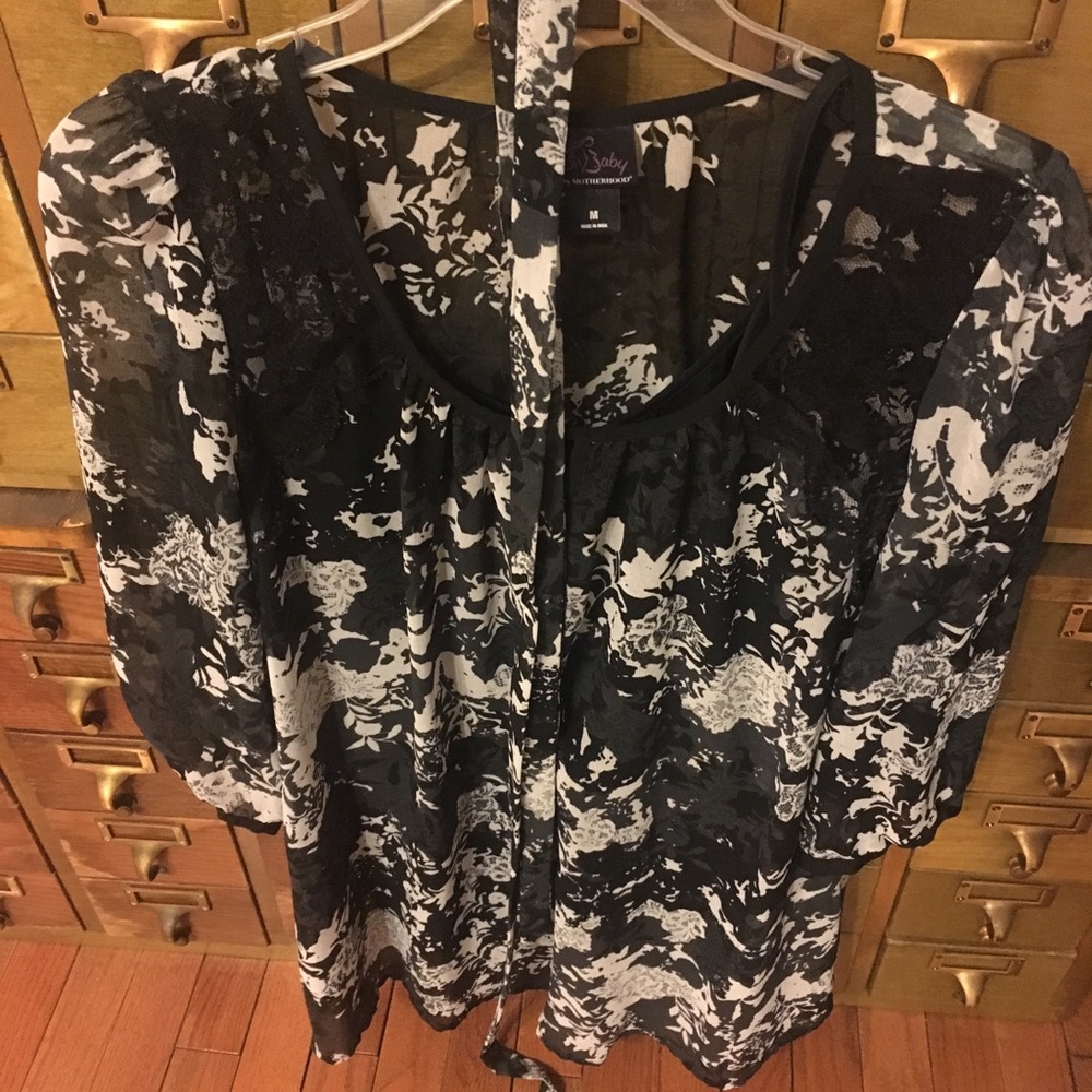 Sheer maternity top with cami underneath